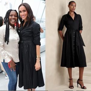 Banana Republic Pleated Midi Shirtdress ASO Meghan Markle